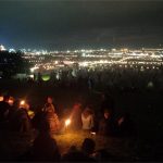 These people really get Glastonbury - chillin on the hill above the tipis at night
